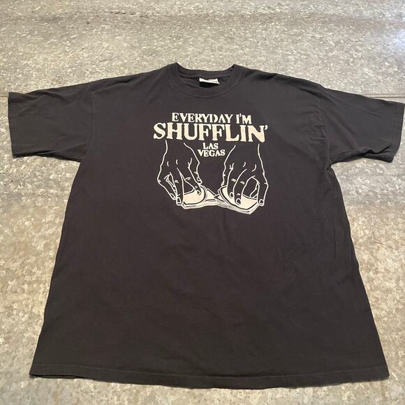 Everyday I’m Shufflin Las Vegas The Strip Tee Shirt Mens XL Cards Gambling Black - Picture 1 of 7